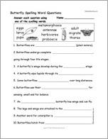 Butterfly Spelling Word Questions