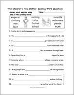 'The Emperor's New Clothes' Spelling Word Questions