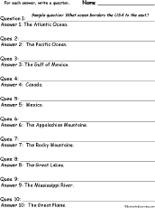 USA Geography: Write a Question for Each Answer