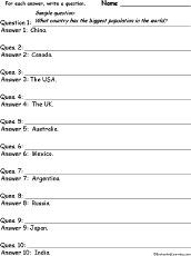 Countries #1: Write a Question for Each Answer