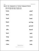 Match the Components of School Compound Words