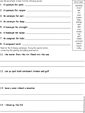 Landforms Grammar Potpourri Worksheet