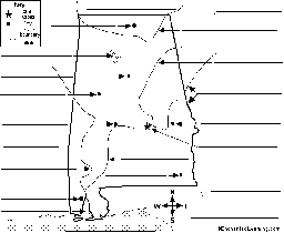 Label Alabama State Map Printout
