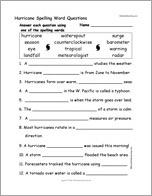 Hurricane Spelling Word Questions