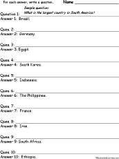 Countries #2: Write a Question for Each Answer