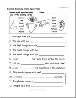 Senses Spelling Word Questions