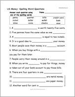 US Money: Spelling Word Questions