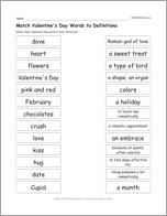 Match Valentine's Day Words to Definitions