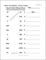 Match the Syllables: African Animals