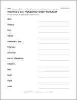 Valentine's Day Alphabetical Order Worksheet