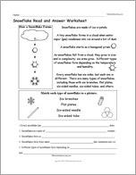 Snowflake Read and Answer Worksheet