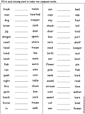 Compound Words Fill-in-the-Blanks Puzzle #1