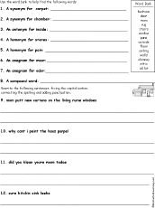 House Grammar Potpourri Worksheet