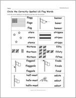 Circle the Correctly-Spelled US Flag Words