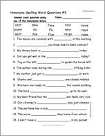 Homonyms Spelling Word Questions #2