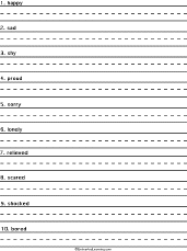 Write a Sentence for Each Emotion Word