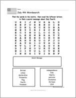 July 4th Wordsearch