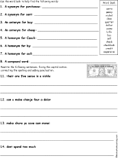 Money Grammar Potpourri Worksheet