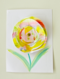 Circular Painted Paper Flower Card