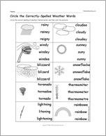 Circle the Correctly-Spelled Weather Words