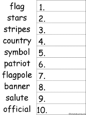 10 US Flag Words Alphabetical Order Worksheet Printout