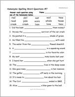 Homonyms Spelling Word Questions #7