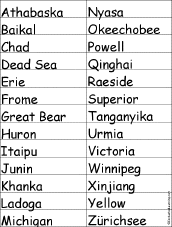 Find a Lake Name for Each Letter