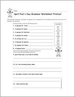 April Fool's Day Grammar Worksheet Printout