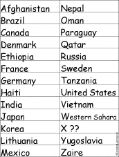 Find a Country Word for Each Letter