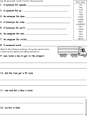 Vehicle Grammar Potpourri Worksheet