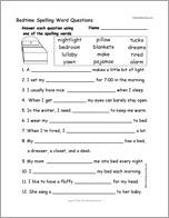 Bedtime Spelling Word Questions