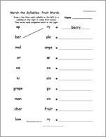 Match the Syllables: Fruit Words