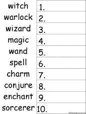 Put Witch/Wizard Words in Alphabetical Order