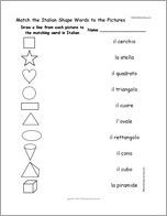 Match the Italian Shape Words to the Pictures