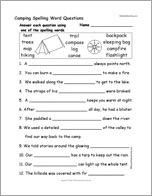 Camping Spelling Word Questions