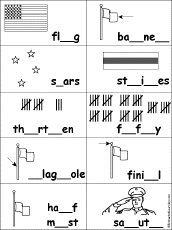 Fill in Missing Letters in US Flag Words