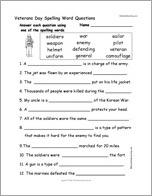 Veterans Day Spelling Word Questions