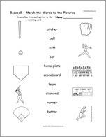 Baseball - Match the Words to the Pictures