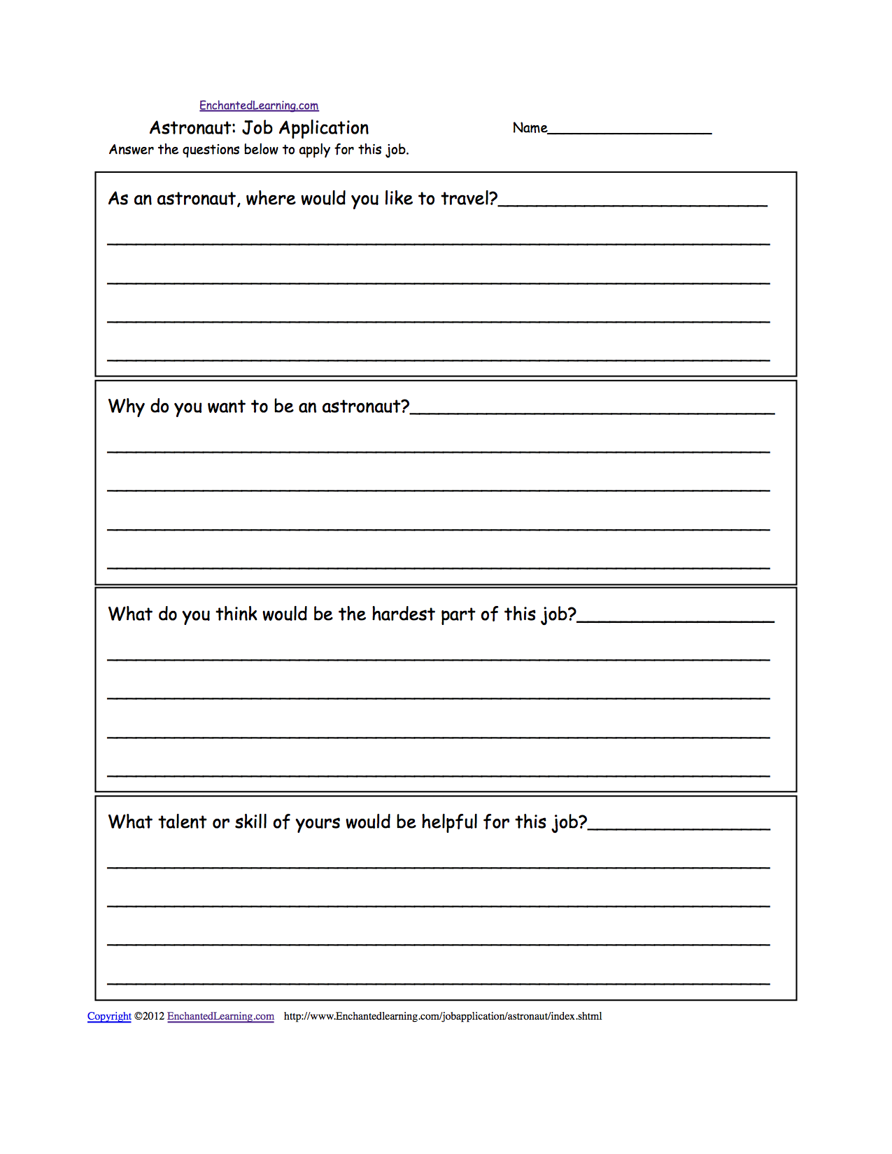 mock job application writing prompts to print enchantedlearning com