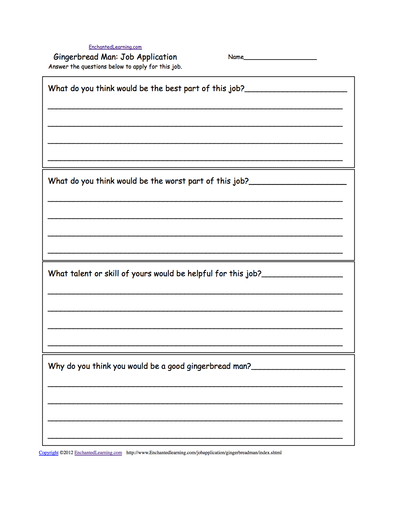 Mock Job Application Writing Prompts to Print ...