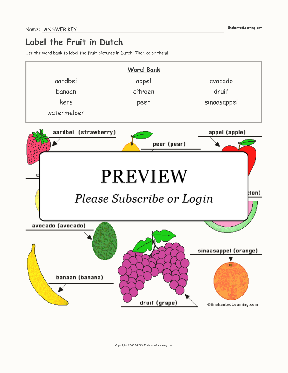 Label the Fruit in Dutch interactive worksheet page 2