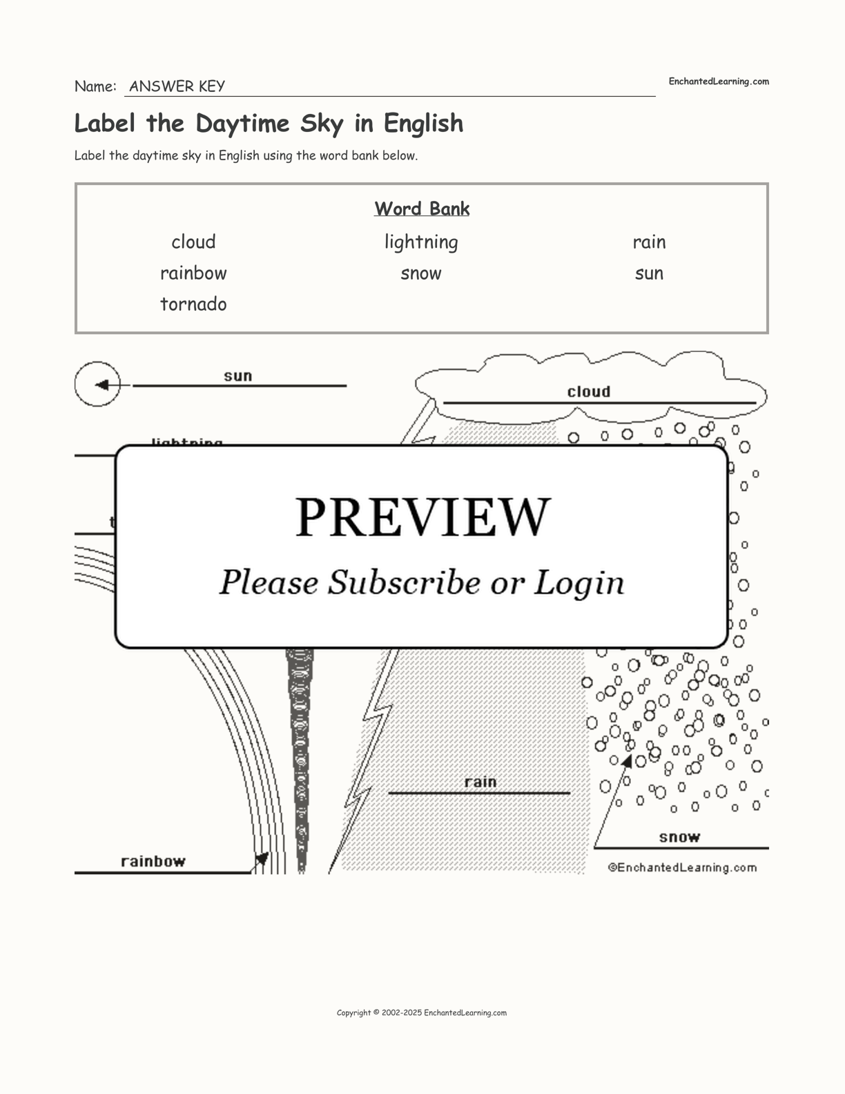 Label the Daytime Sky in English interactive worksheet page 2