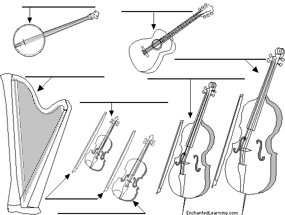 Label String Instruments in English Printout - EnchantedLearning.com