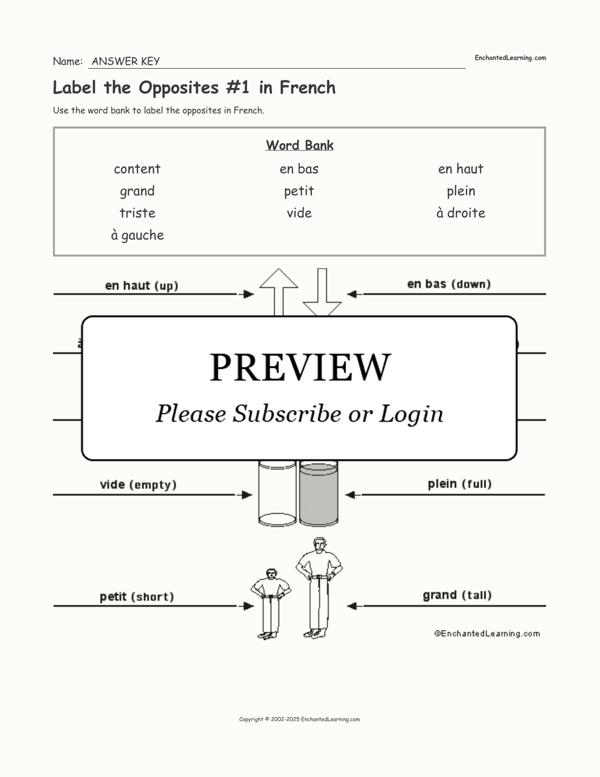 Label the Opposites #1 in French interactive worksheet page 2