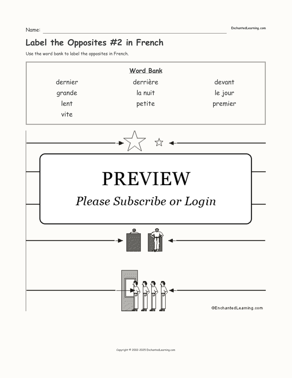 Label the Opposites #2 in French interactive worksheet page 1