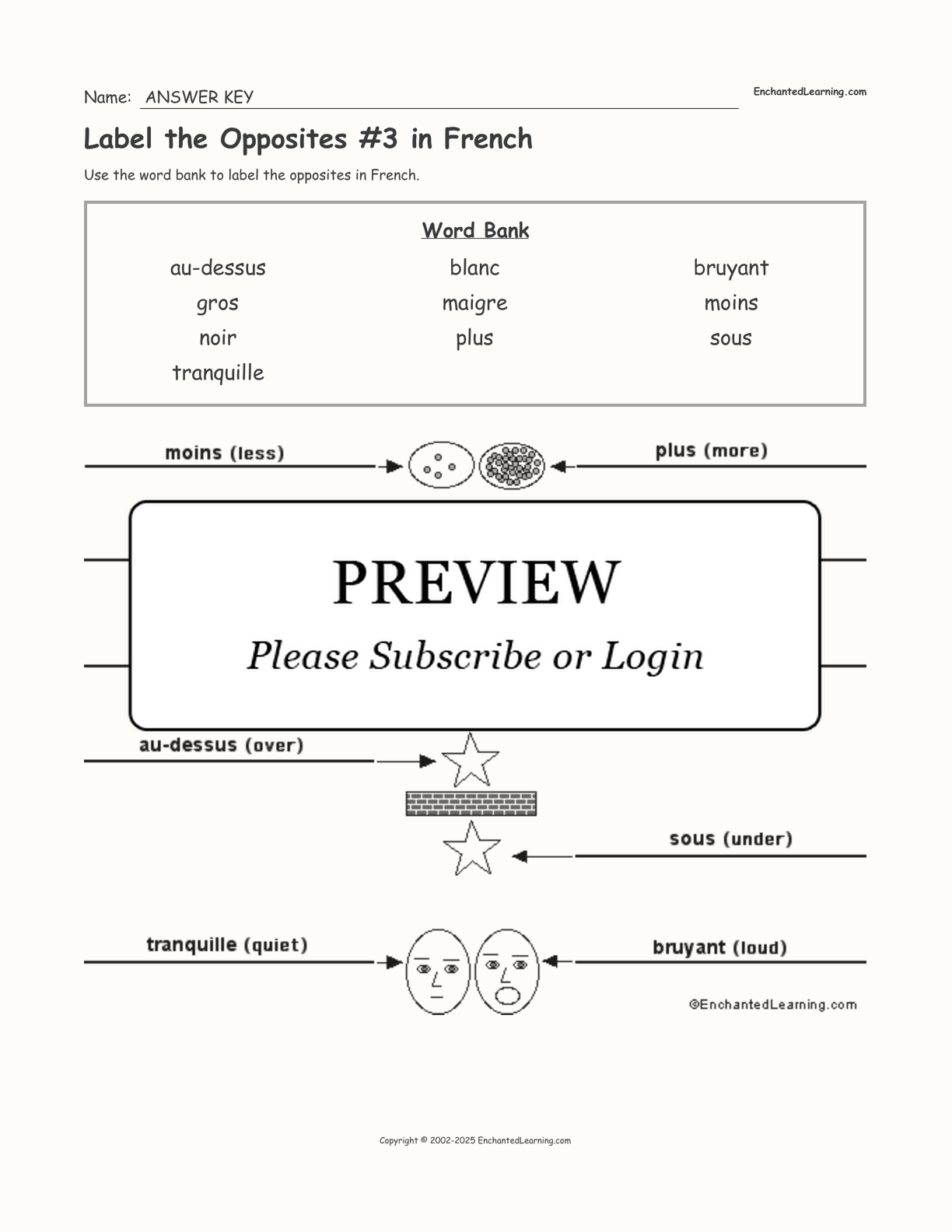 Label the Opposites #3 in French interactive worksheet page 2