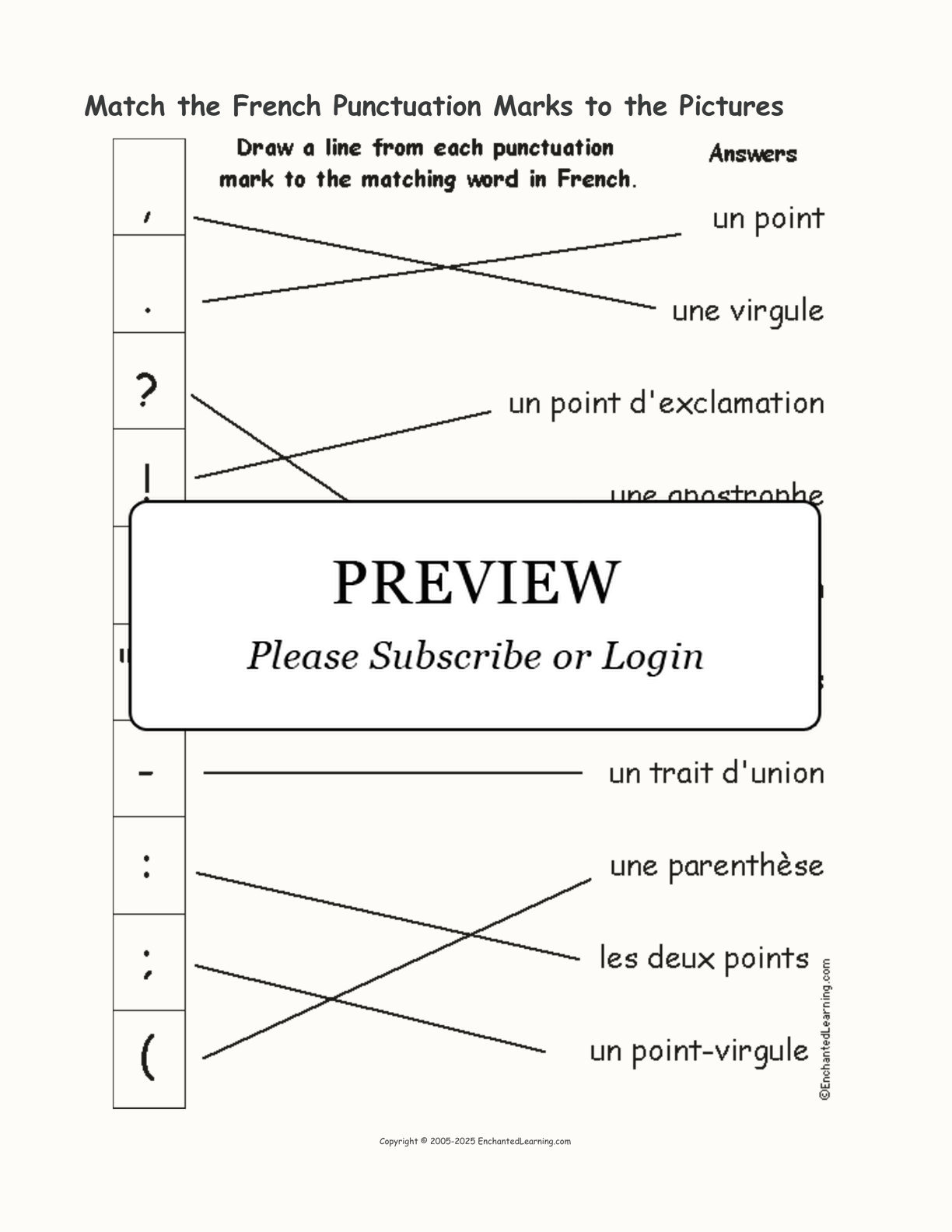 Match the French Punctuation Marks to the Pictures interactive worksheet page 2