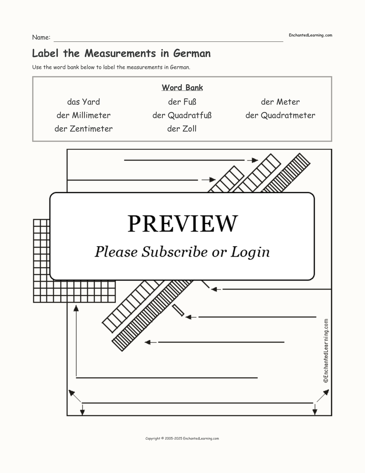 Label the Measurements in German interactive worksheet page 1