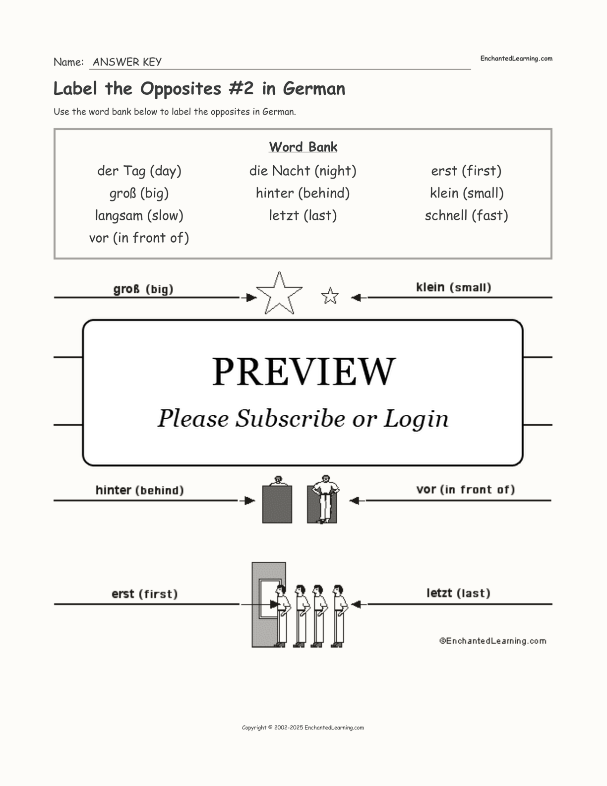 Label the Opposites #2 in German interactive worksheet page 2