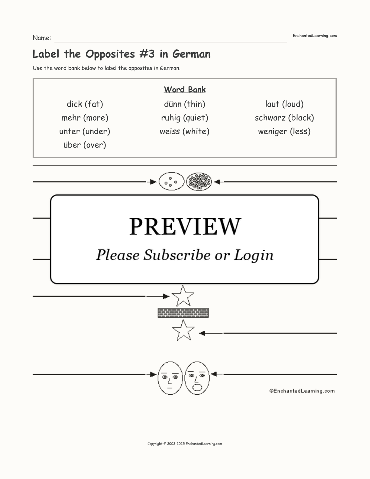 Label the Opposites #3 in German interactive worksheet page 1